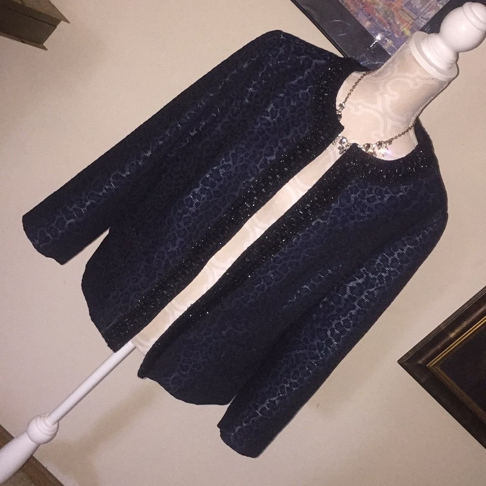 NWOT Embellished Open front sz 3 Chico’s Jacket